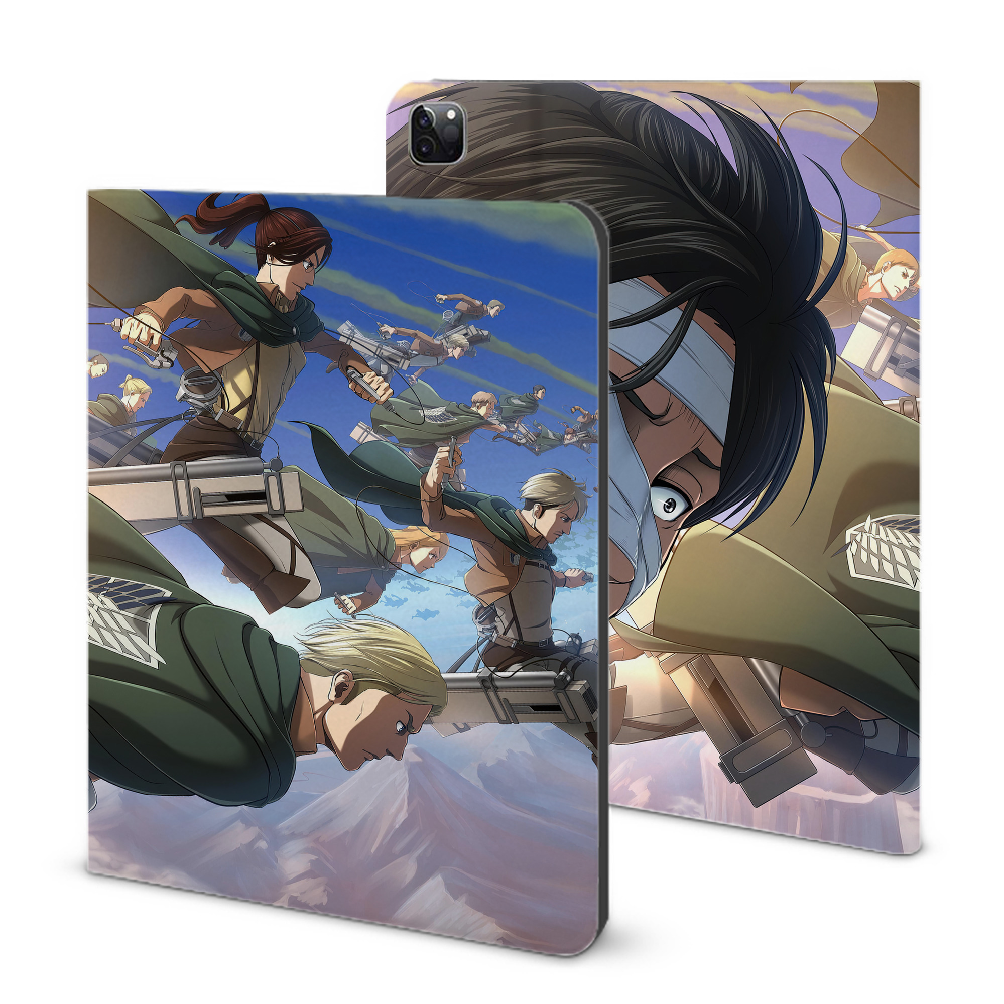（画像用） 進撃の巨人 Attack on Titan IPad ケース ブック型 PUレザー TPU 耐衝撃 軽量 薄型 ペン収納なし 全面保護 IPad 各モデル対応